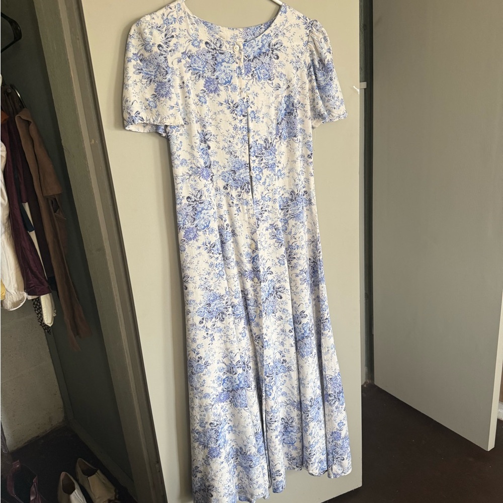 Laura Ashley Blue and White Floral Maxi Dress - Picture 1 of 3